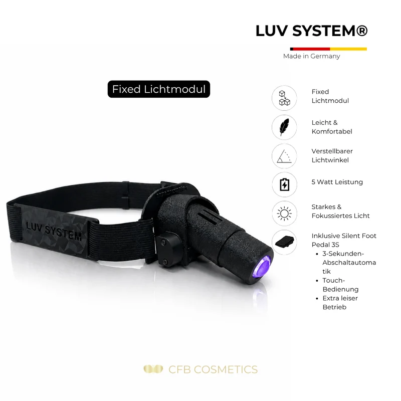 LUV System® Kopflampe Fixed UV LED – 7 UV LED Lichtfarben – Made in Germany