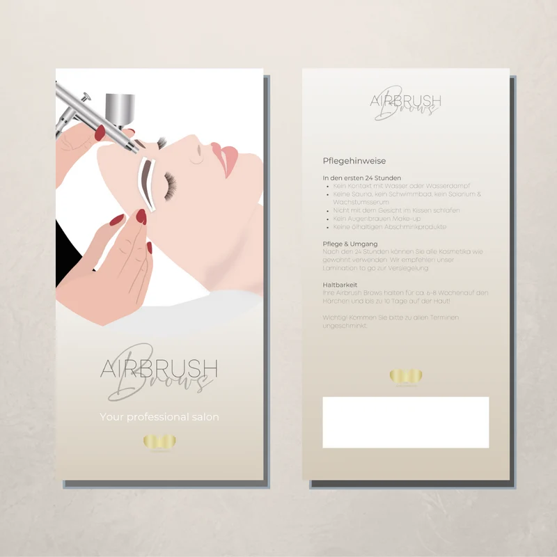 Flyer Pflegehinweise Airbrush Brows 50 Stück CFB Cosmetics®