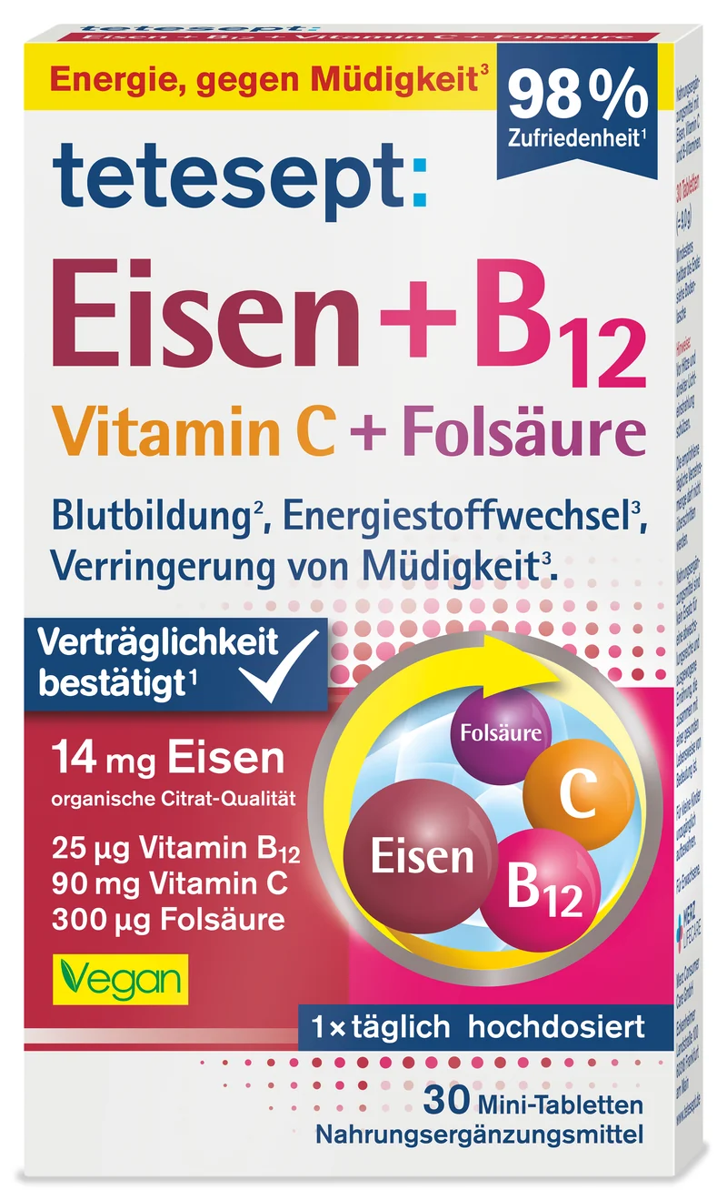 Eisen + B12 + C + Folsäure