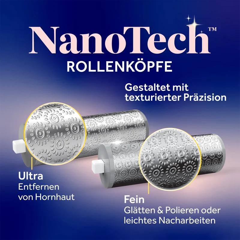 Dr. Scholl’s Pedi Perfect Wasserdichter, Wiederaufladbarer, Elektrischer Hornhautentferner mit x2 Rollenköpfen