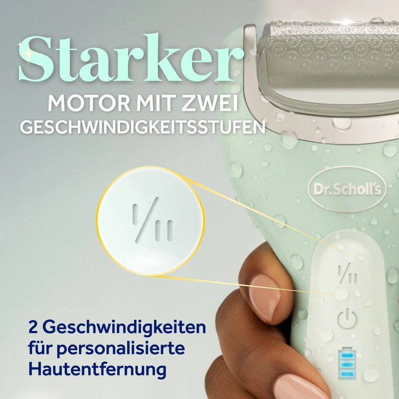 Dr. Scholl’s Pedi Perfect Pro Wasserdichter, Wiederaufladbarer, Elektrischer Fußhornhautentferner mit x3 Rollenköpfen
