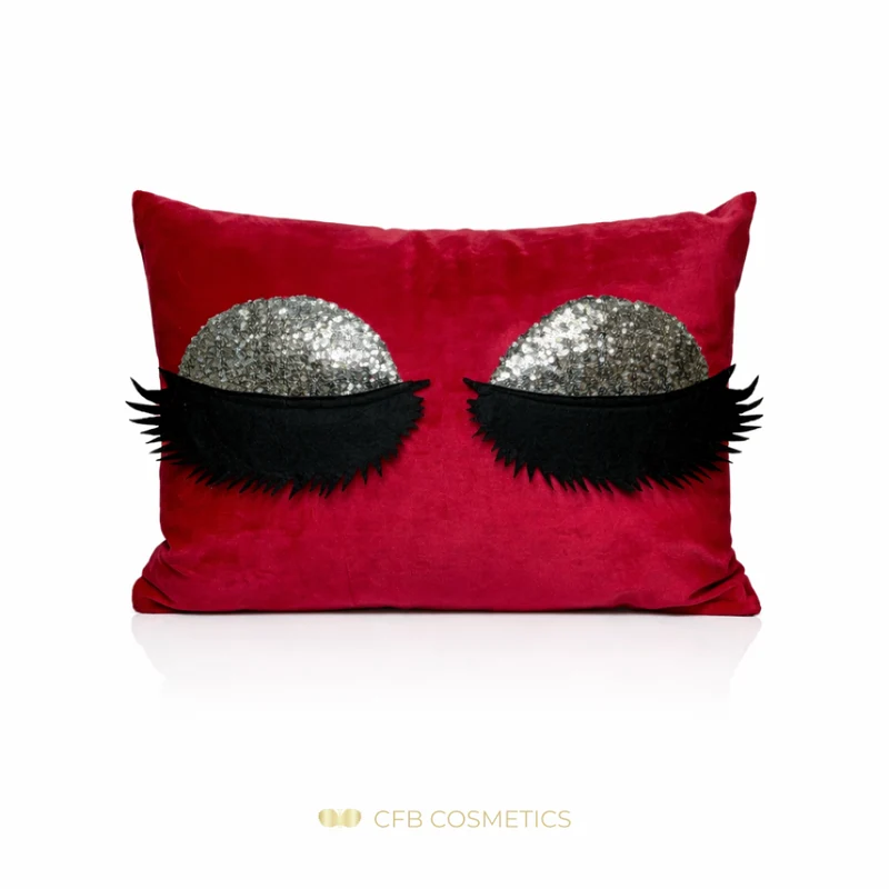 Lashes Kissenhülle aus Samt mit Pailletten-Wimpern in vielen Farben - CFB Cosmetics®