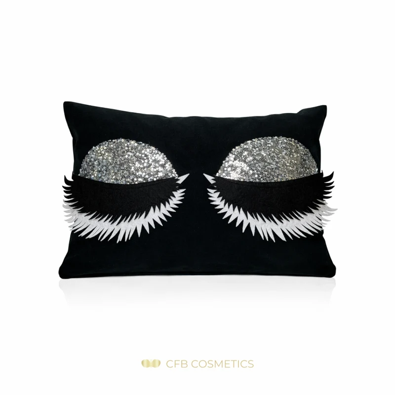 Lashes Kissenhülle aus Samt mit Pailletten-Wimpern in vielen Farben - CFB Cosmetics®