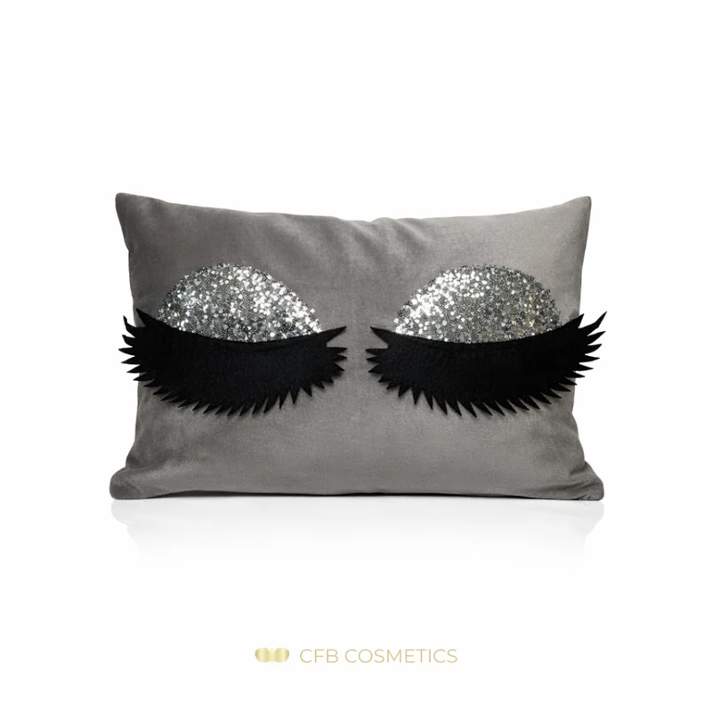 Lashes Kissenhülle aus Samt mit Pailletten-Wimpern in vielen Farben - CFB Cosmetics®