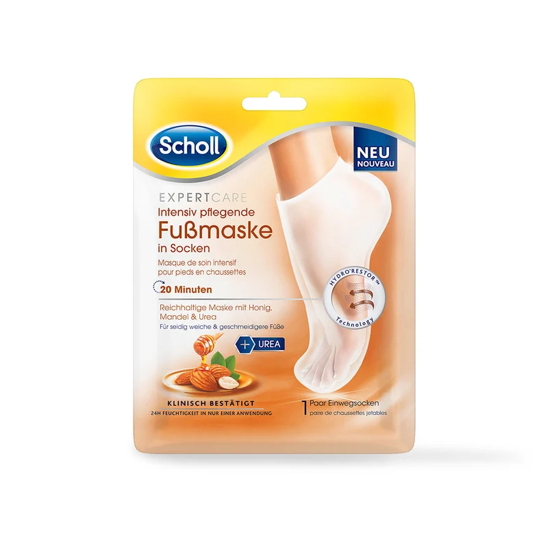 Scholl Expertcare intensiv pflegende Fussmaske in Socken mit Honig und Mandel – 1 Paar Einwegsocken