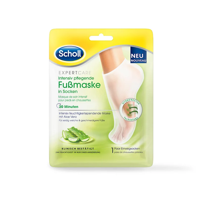 Scholl ExpertCare intensiv pflegende Fussmaske in Socken – intensiv feuchtigkeitspendende Maske mit Aloe Vera