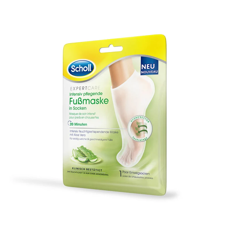 Scholl ExpertCare intensiv pflegende Fussmaske in Socken – intensiv feuchtigkeitspendende Maske mit Aloe Vera