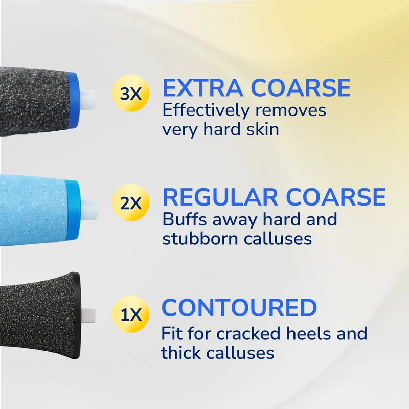Electric Foot File Roller Head Refills - 6 Pack