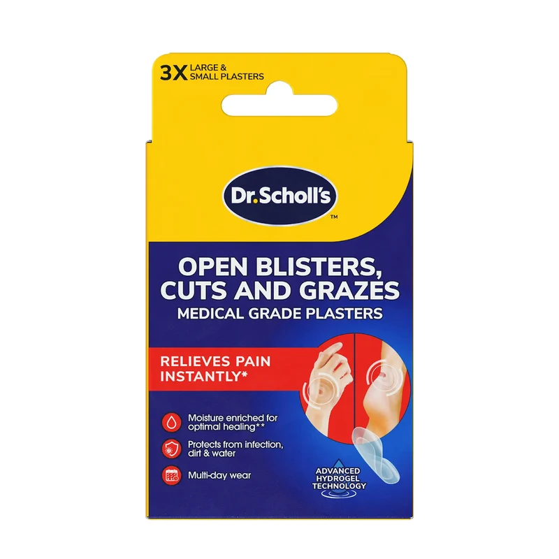 Open Blisters, Cuts and Grazes Medical Grade Blister Plasters with Hydrogel Technology, Pack of 6