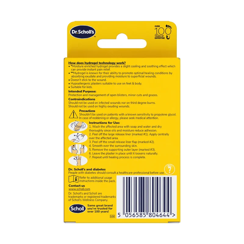 Open Blisters, Cuts and Grazes Medical Grade Blister Plasters with Hydrogel Technology, Pack of 6
