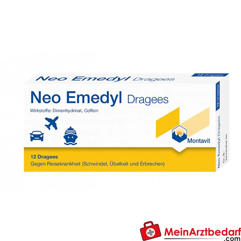 Montavit Neo Emedyl Dragees 12 Stück Dimenhydrinat 50 mg Coffein 50 mg