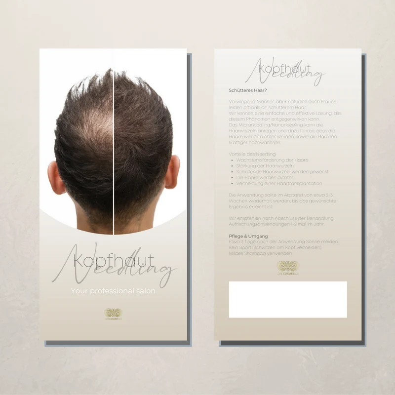 Flyer Kopfhaut Needling Pflegehinweise DIN A6 50 Stück für Kosmetikstudios CFB Cosmetics®