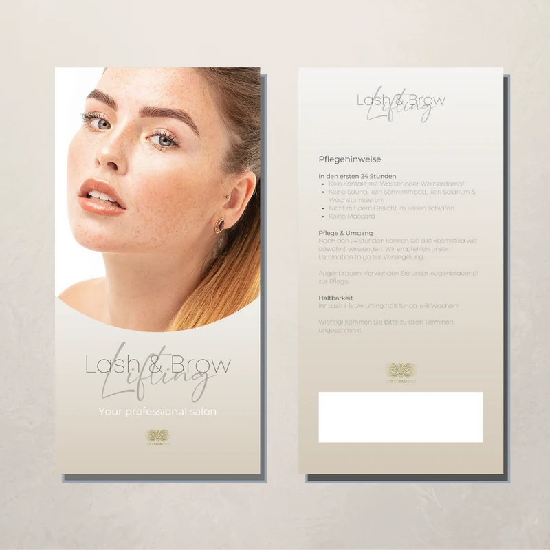 Flyer Pflegehinweise für Lash & Brow Lifting 50 Stück CFB Cosmetics®