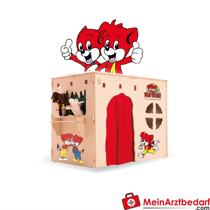 Fix & Foxi Playhouse Kinderspielhaus Vollholz modular TÜV-geprüft 119×90×80 cm