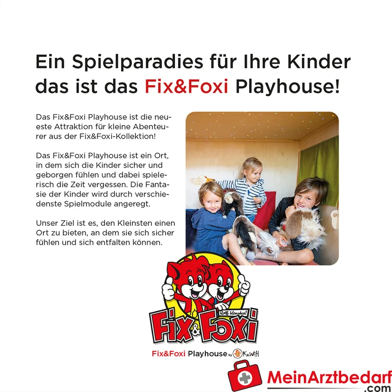 Fix & Foxi Playhouse Kinderspielhaus Vollholz modular TÜV-geprüft 119×90×80 cm
