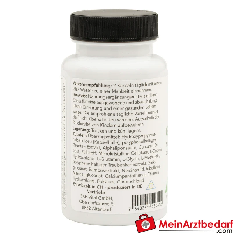 SKE Vital Green D-tox Plus Grüntee, R-Alpha-Liponsäure, Curcuma Kapseln 60 Stück