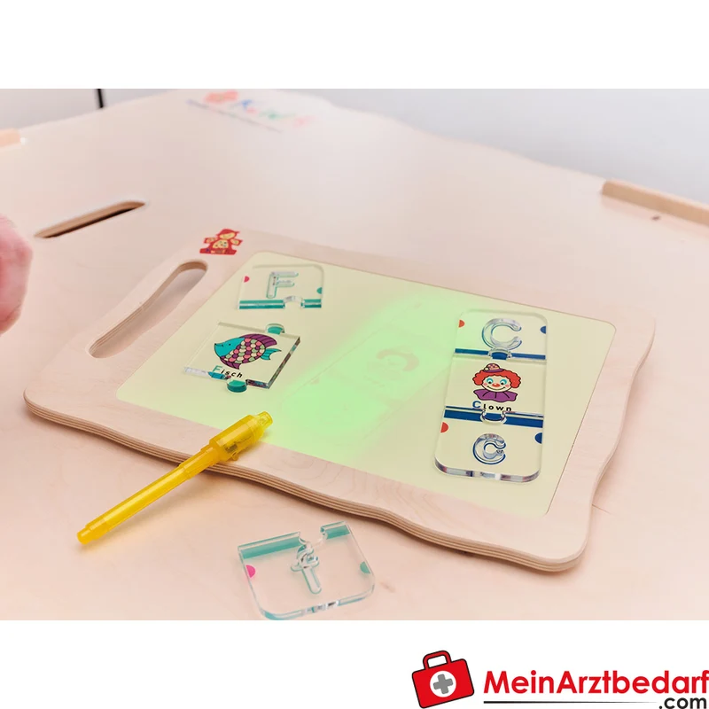 KuWiH Licht-Tablet A4 38 x 26 cm Naturholz Leuchttafel fluoreszierend