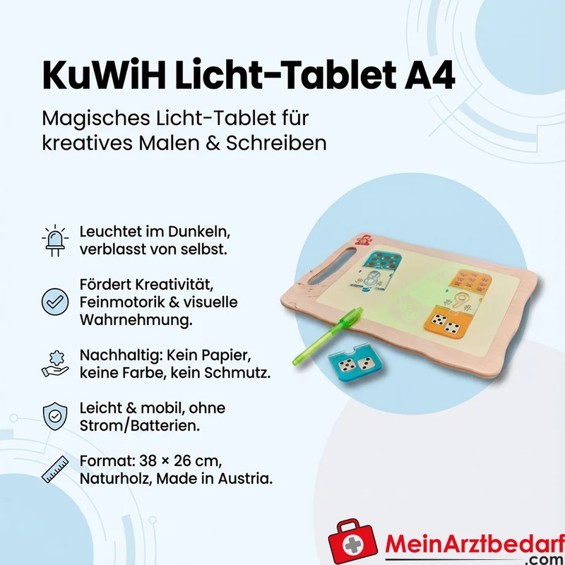 KuWiH Licht-Tablet A4 38 x 26 cm Naturholz Leuchttafel fluoreszierend