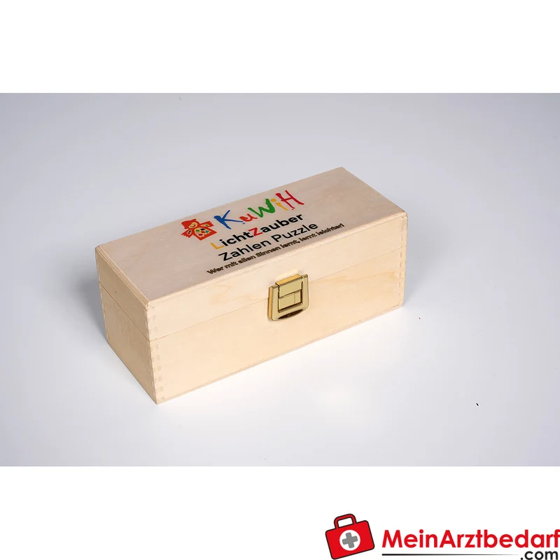 KuWiH LichtZauber Zahlen-Puzzle mit Lichtstift in Holzbox Lernspielzeug ab 3 Jahren