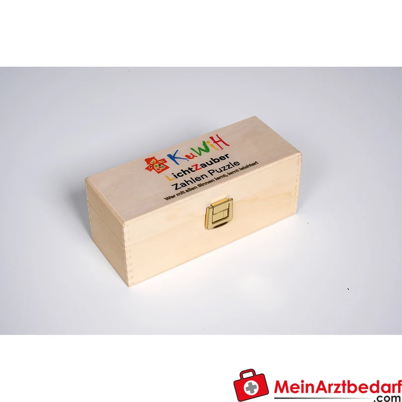 KuWiH LichtZauber Zahlen-Puzzle mit Lichtstift in Holzbox Lernspielzeug ab 3 Jahren