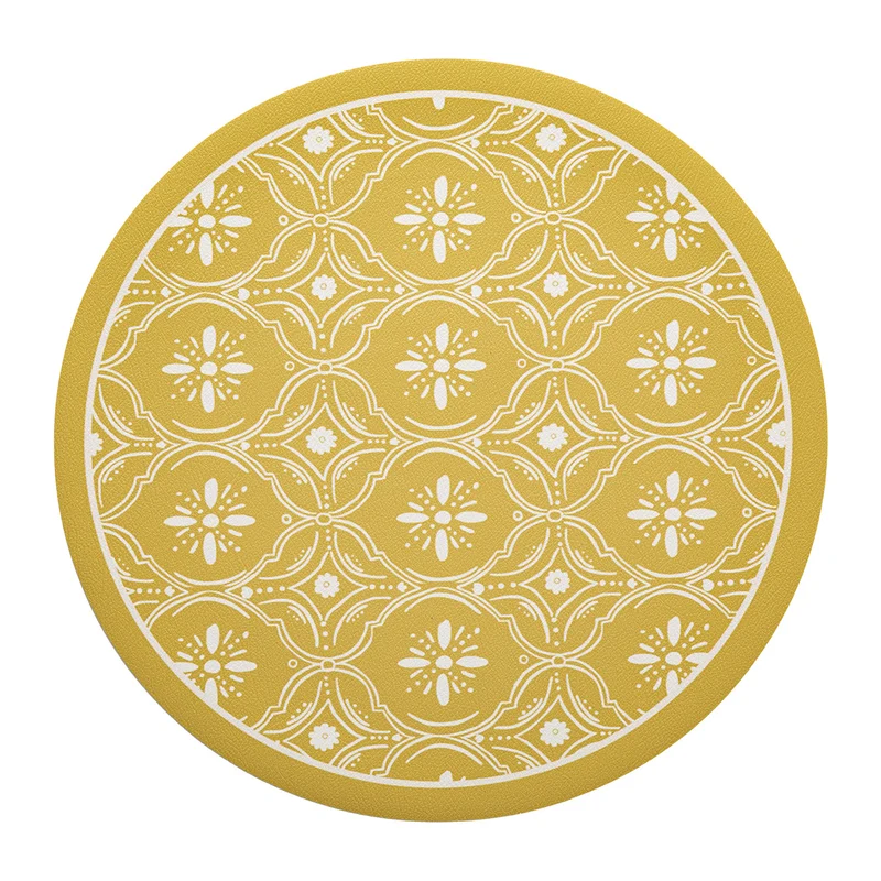 Runder gewebter Wohnteppich mit floraler Ornamentik und Tiermotiv
