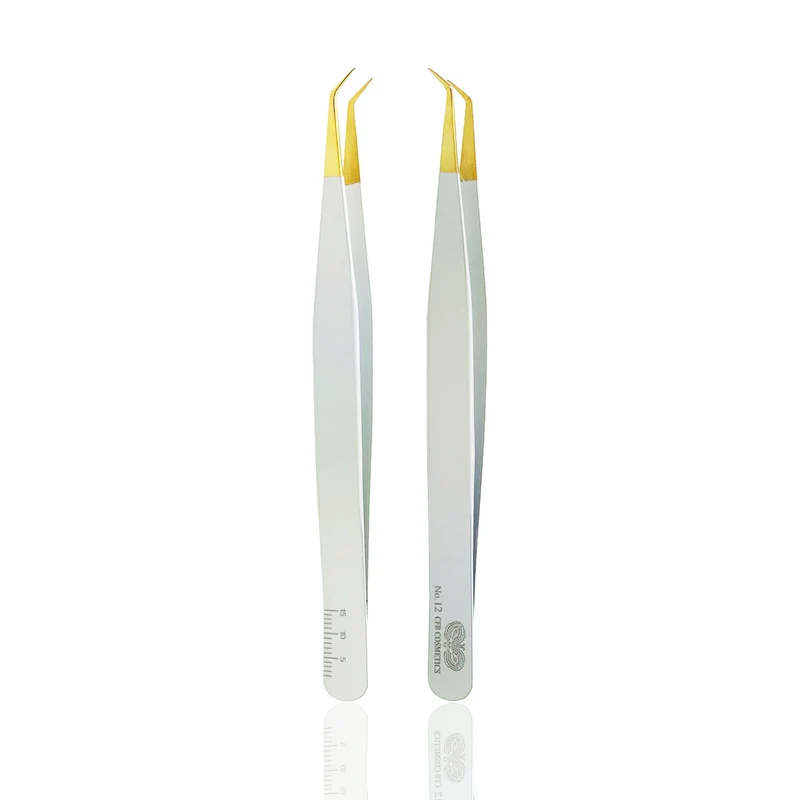 Luxury Pinzette No 12 45° 10 mm für Volumentechnik und Separation CFB Cosmetics®