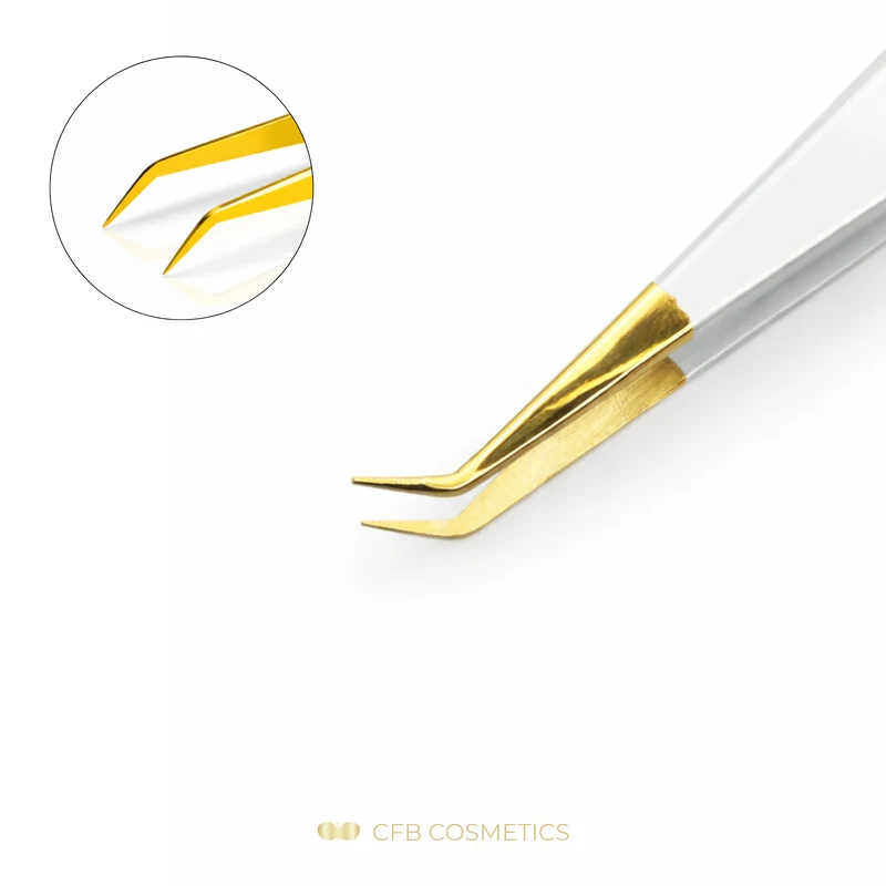 Luxury Pinzette No 12 45° 10 mm für Volumentechnik und Separation CFB Cosmetics®