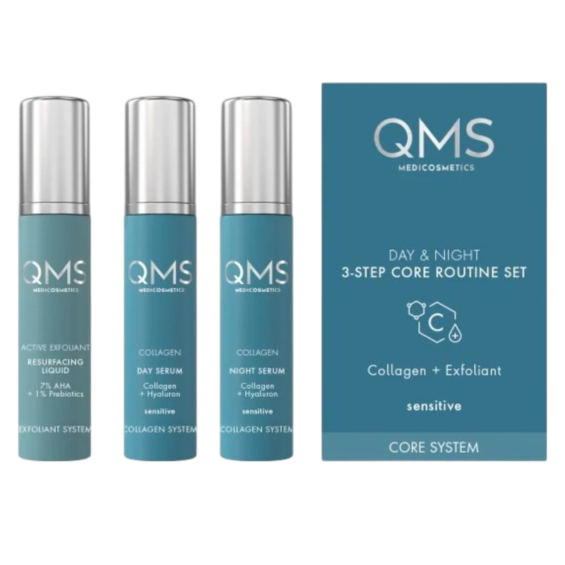 QMS CORE SYSTEM Collagen + Exfoliant Set Sensitiv 3 x 7ml