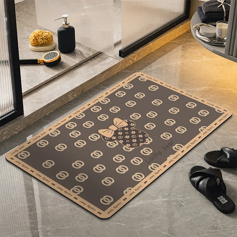 Spaßiger grafischer Badteppich für das Badezimmer