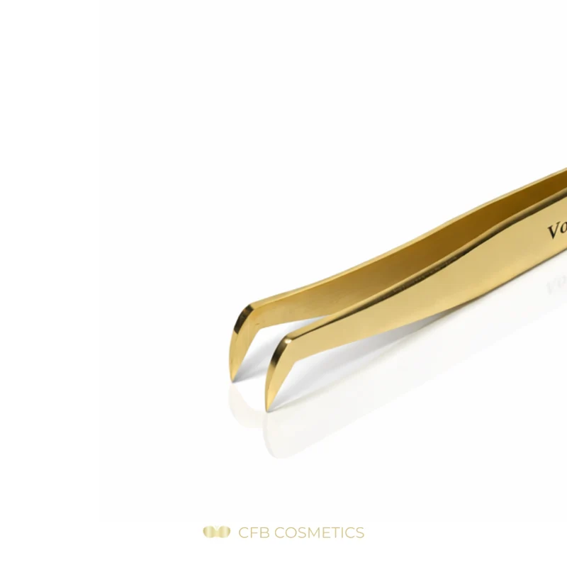 Gold Professional Pinzette No. 8 - 75 Grad 6 mm L Form - Volumen und Einzeltechnik CFB Cosmetics®