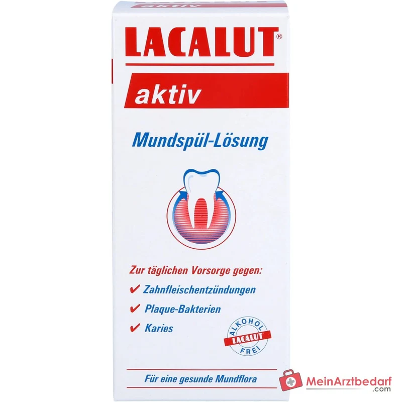 Lacalut Aktiv Olaflur / Chlorhexidin Digluconat / Aluminiumlaktat / Zinksulfat Mundspül-Lösung, 300 ml