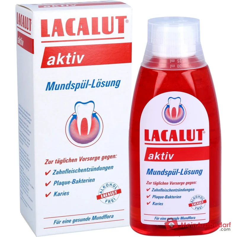 Lacalut Aktiv Olaflur / Chlorhexidin Digluconat / Aluminiumlaktat / Zinksulfat Mundspül-Lösung, 300 ml