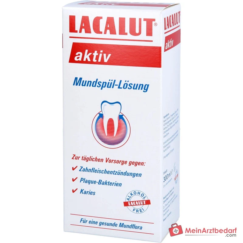 Lacalut Aktiv Olaflur / Chlorhexidin Digluconat / Aluminiumlaktat / Zinksulfat Mundspül-Lösung, 300 ml
