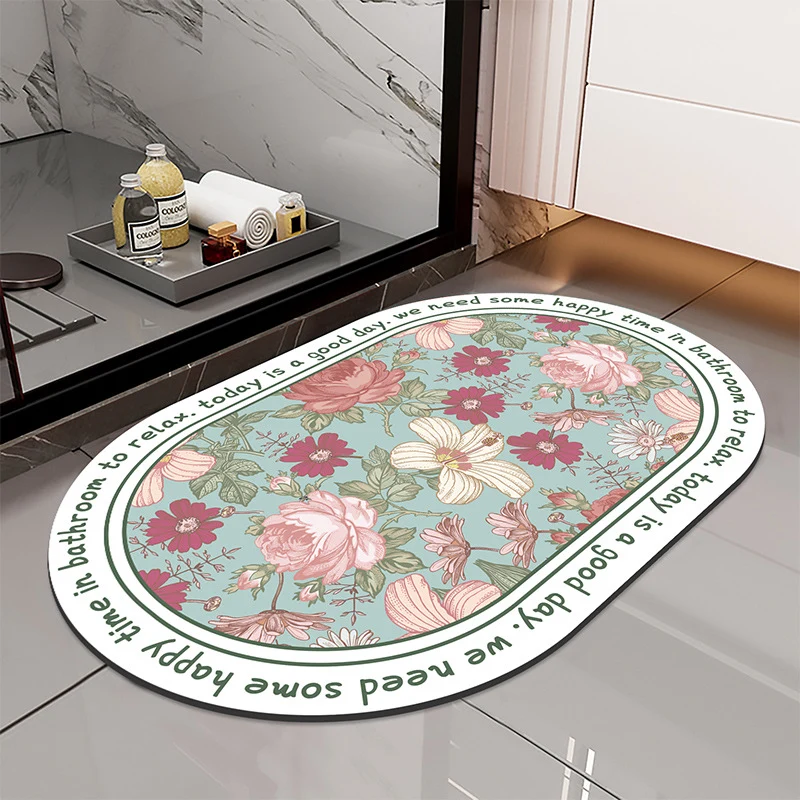 Blumengemusterte rutschfeste Badematte für das Badezimmer