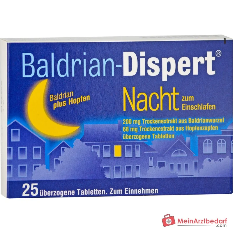 Baldrian-Dispert Nacht zum Einschlafen Baldrianwurzel-Trockenextrakt / Hopfenzapfen-Trockenextrakt überzogene Tabletten, 50 St.