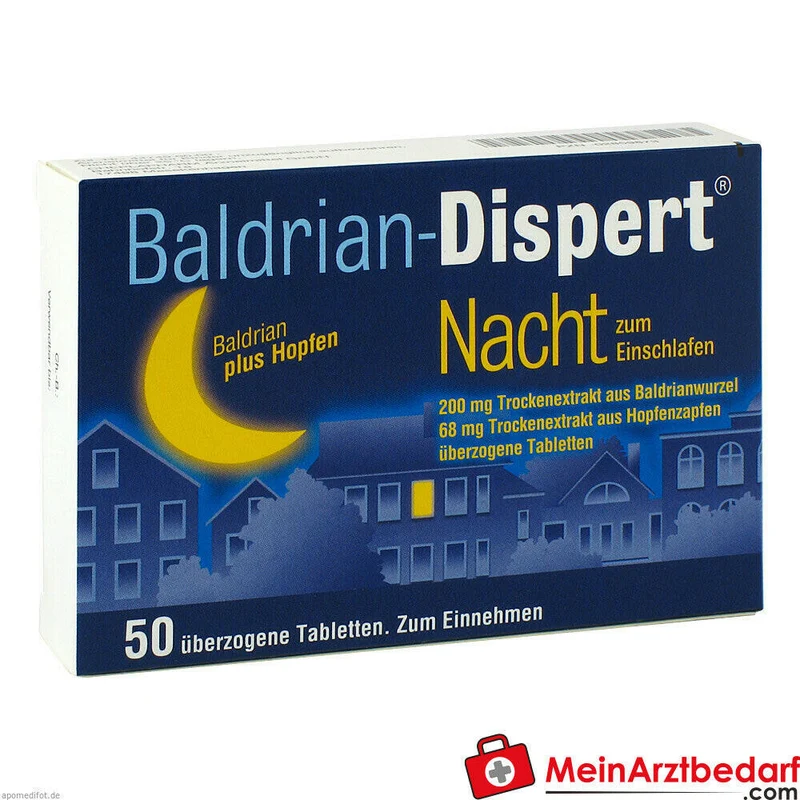 Baldrian-Dispert Nacht zum Einschlafen Baldrianwurzel-Trockenextrakt / Hopfenzapfen-Trockenextrakt überzogene Tabletten, 50 St.