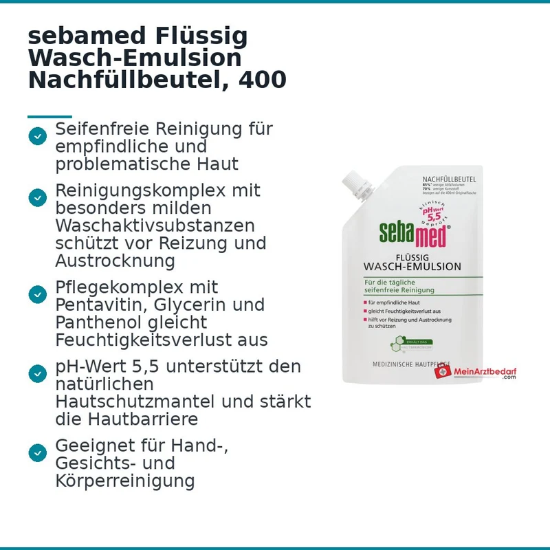 sebamed Flüssig Wasch-Emulsion Nachfüllbeutel, 400 ml