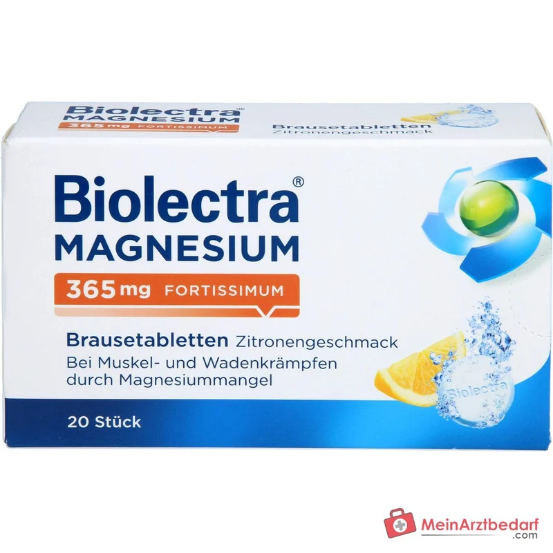 Biolectra Magnesium 365 mg fortissimum Magnesiumcarbonat / Magnesiumoxid Brausetabletten Zitronengeschmack, 20 St.