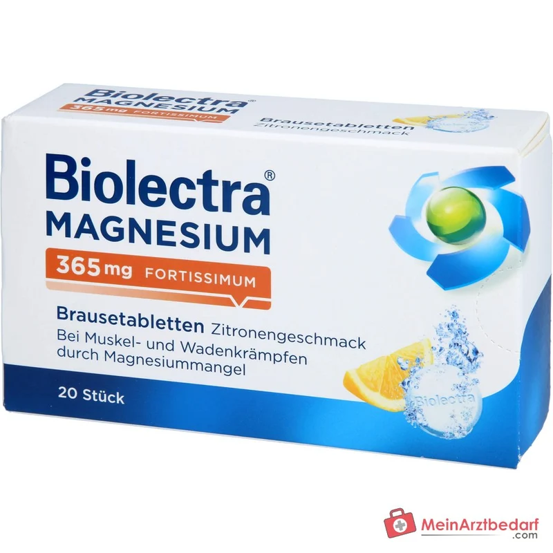 Biolectra Magnesium 365 mg fortissimum Magnesiumcarbonat / Magnesiumoxid Brausetabletten Zitronengeschmack, 20 St.