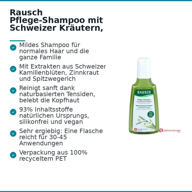 Rausch Pflege-Shampoo mit Schweizer Kräutern, 200 ml