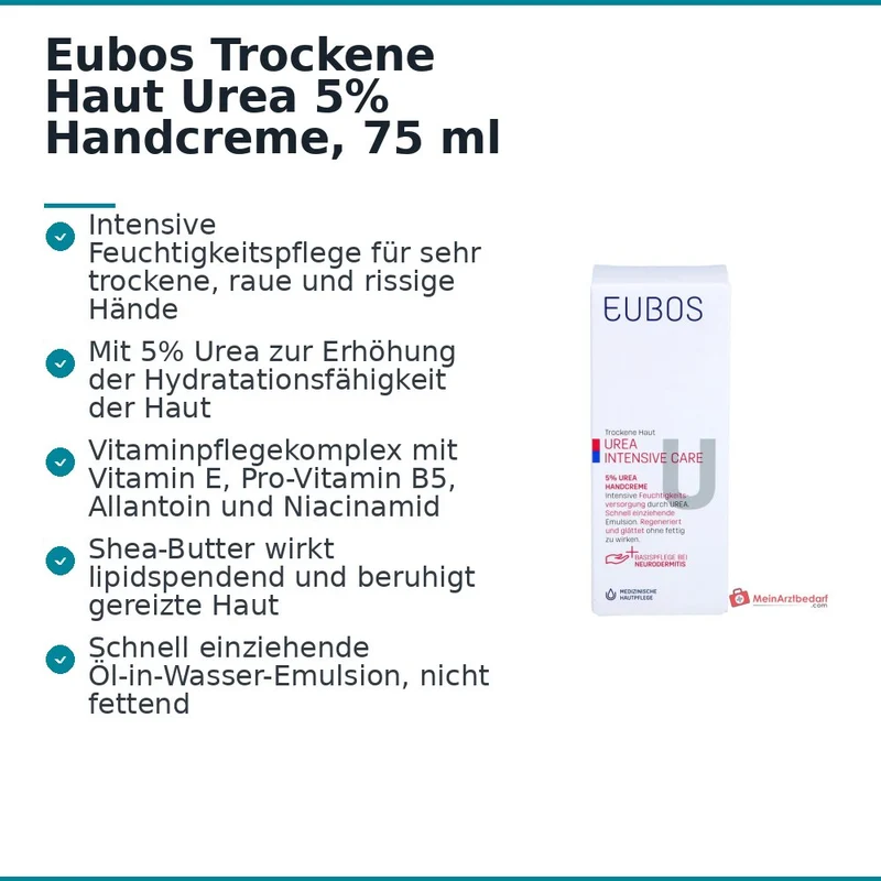 Eubos Trockene Haut Urea 5% Handcreme, 75 ml