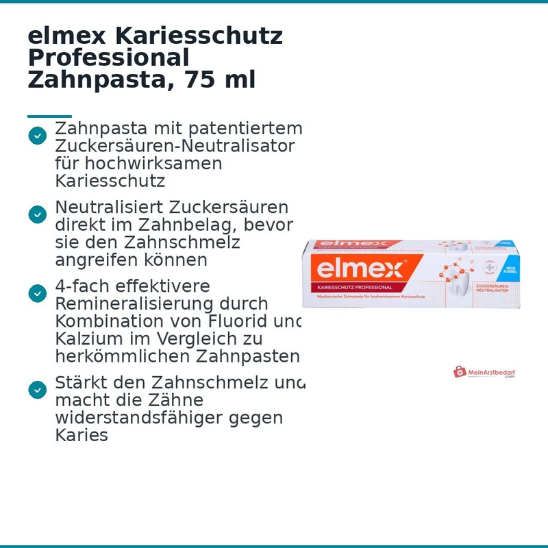 elmex Kariesschutz Professional Zahnpasta mit Zuckersäuren-Neutralisator / Fluorid / Kalzium, 75 ml