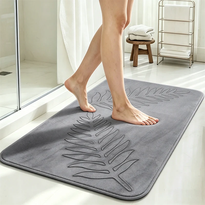Weicher Plüsch-Blatt-Design-Badeteppich für das Badezimmer