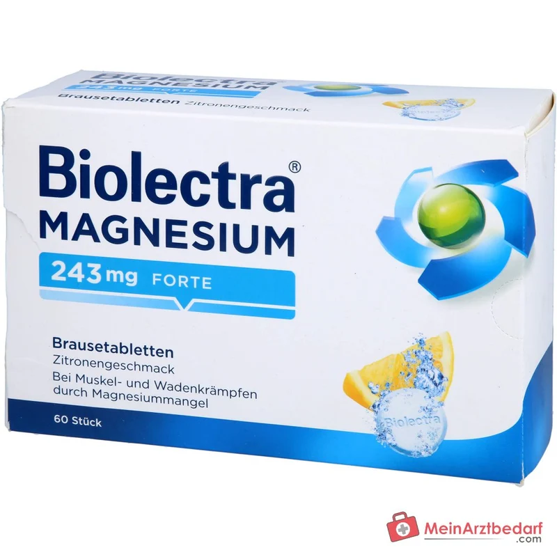Biolectra Magnesium 243 mg forte Magnesiumoxid Brausetabletten Zitronengeschmack, 60 St.