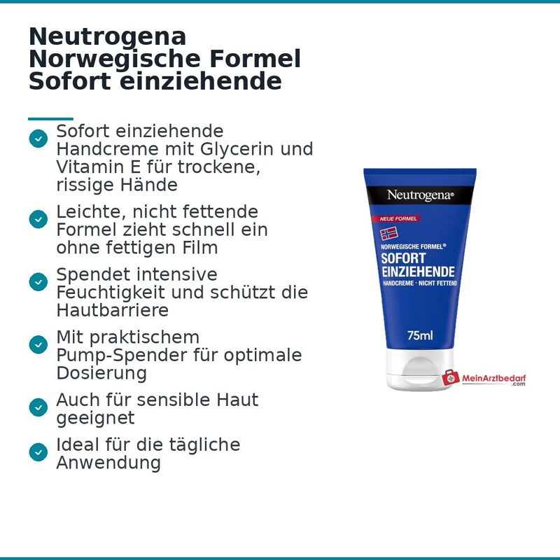 Neutrogena Norwegische Formel Sofort einziehende Handcreme, 75 ml