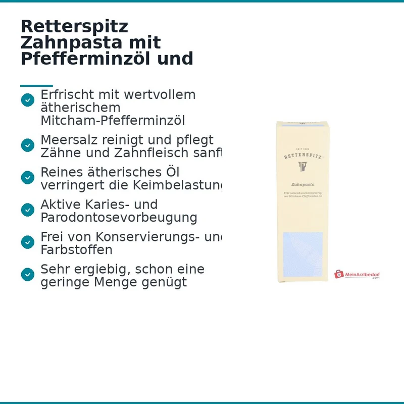 Retterspitz Zahnpasta mit Pfefferminzöl und Meersalz, 75 ml