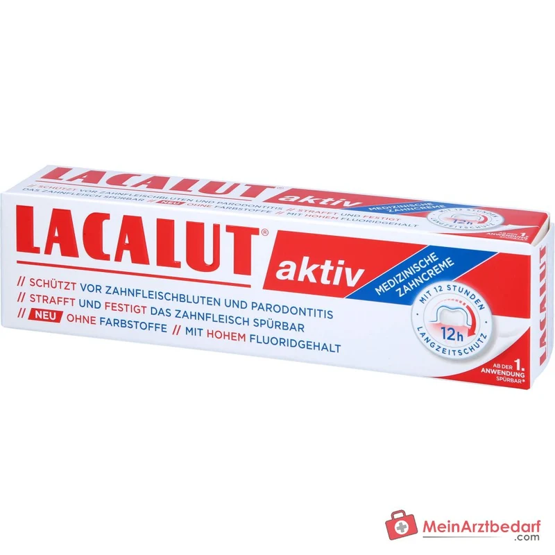 Lacalut Aktiv Aluminiumlactat / Aluminiumfluorid / Chlorhexidin / Allantoin / Bisabolol Zahncreme, 100 ml