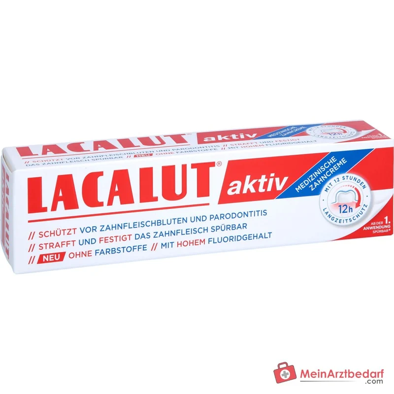 Lacalut Aktiv Aluminiumlactat / Aluminiumfluorid / Chlorhexidin / Allantoin / Bisabolol Zahncreme, 100 ml