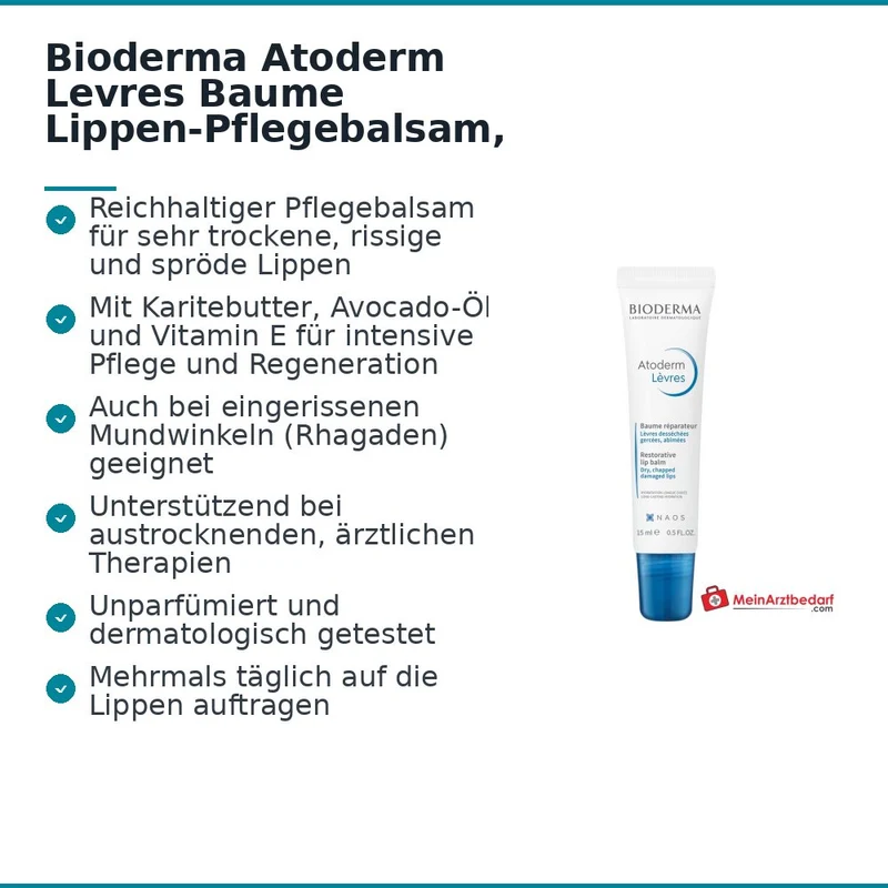 Bioderma Atoderm Levres Baume Lippen-Pflegebalsam, 15 ml