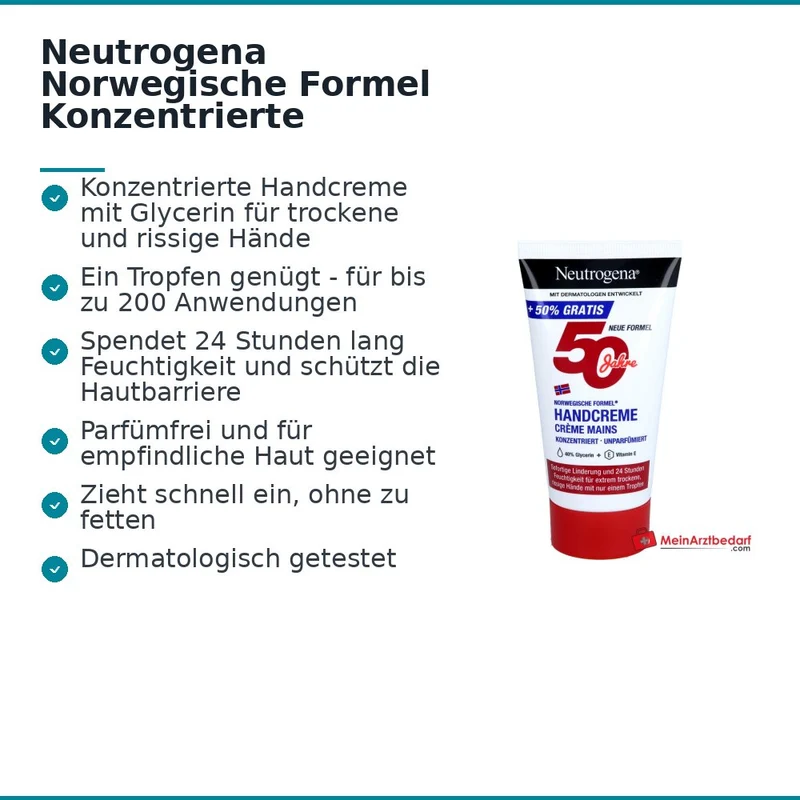 Neutrogena Norwegische Formel Konzentrierte unparfümierte Handcreme, 75 ml